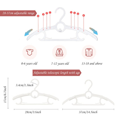 Baby Nursery Closet Hangers, Ultra Thin Non-Slip and Extendable Laundry Infant Pant Hanger for Newborn Clothes - 20pcs11-14" Pink Adjustable Children Coat Hanger for Girl Boy Toddler Kids Child