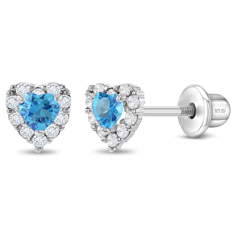 925 Sterling Silver 5mm Multi Cubic Zirconia Diva Heart-Shaped Earrings for Toddlers, Young Girls, and Teens - Brilliant CZ Earrings for Heart-Loving Girls - Adorable and Eye-Catching Jewelry