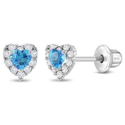 925 Sterling Silver 5mm Multi Cubic Zirconia Diva Heart-Shaped Earrings for Toddlers, Young Girls, and Teens - Brilliant CZ Earrings for Heart-Loving Girls - Adorable and Eye-Catching Jewelry