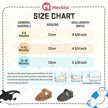 Meckior Baby Infant Boy Girl Sandals Newborn Non-Slip Soft Rubber Sole Sandals for Baby Boys Open-Toe Outdoor Casual Summer First Walkers Shoes