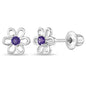 925 Sterling Silver CZ Flower Earrings - Hypoallergenic Screw Back Earrings for Girls & Toddlers - Lightweight, 7mm Flower Design