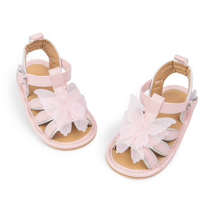 Meckior Baby Toddler Infant Girls PU Leather Soft Open Toe Summer Sandals Flower Princess Flat Shoes