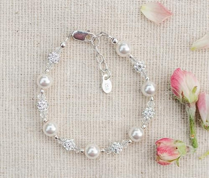 Cherished Moments Children's 14K Gold-plated or Sterling Silver Bracelet with Stardust Beads and Austrian Crystals for Babies, Infants, Toddlers, and Girls Jewelry Gifts