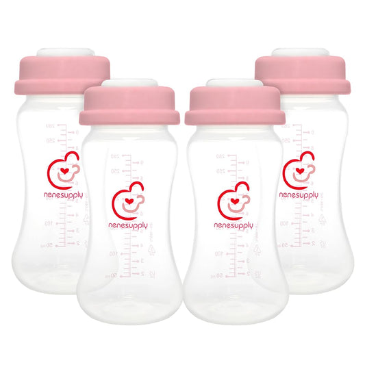 Nenesupply Natural Baby Bottles Newborn Feeding Bottles Slow Flow Breastfeeding Bottle for Breastfed Babies Wide Neck 9oz Anti Colic Level 2 Nipple for 1+ Month Infant Replace Spectra Bottle Pumping