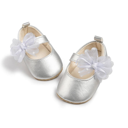 Meckior Infant Baby Girls Soft Sole Bowknot Princess Wedding Dress Mary Jane Flats Prewalker Newborn Light Baby Sneaker Shoes