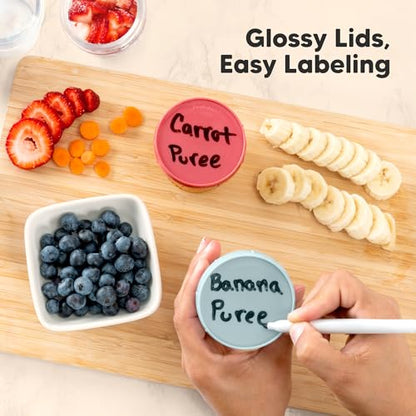 KeaBabies 4pk 8oz & 4pk 4oz Glass Baby Food Containers with Lids - Leak-Proof,Microwavable Small Glass Jars,Baby Purees & Toddler Snack Storage Containers,BPA-Free,Dishwasher & Freezer Safe(Musk Dusk)