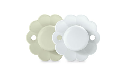 Suavinex Wonder Baby Pacifier, SX Pro Silicone Nipple, Reversible, Non Irritating Shield Design, 2 Pk Pacifiers 0-6 Months, Made in Europe, Mauve/Chalk