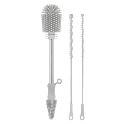 Haakaa Silicone Cleaning Brush Kit – Household Cleaning Brushes for Bottles and Crevices – Food-Grade Silicone: Dishwasher Safe (Brush-Blush)