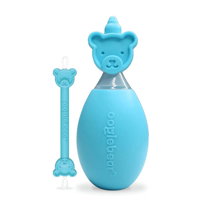 oogiebear BearPair Silicone Bulb Baby Nasal Aspirator and Ear & Nose Syringe, Safely Sucks Snot and Removes Mucus, Cleanable and Reusable, Grey