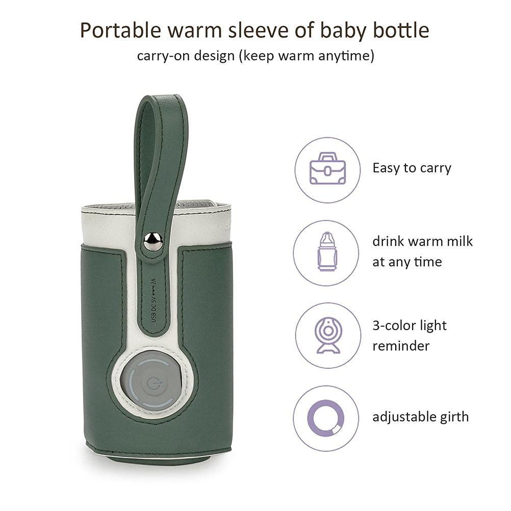 Bottle Warmer Bag 3 Temperature Adjustable Portable Baby Bottle Warmer for Connecting to Mobile Power