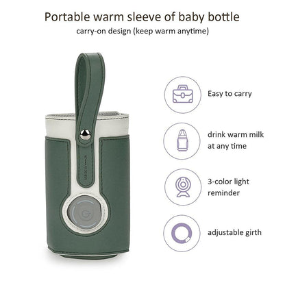 Bottle Warmer Bag 3 Temperature Adjustable Portable Baby Bottle Warmer for Connecting to Mobile Power