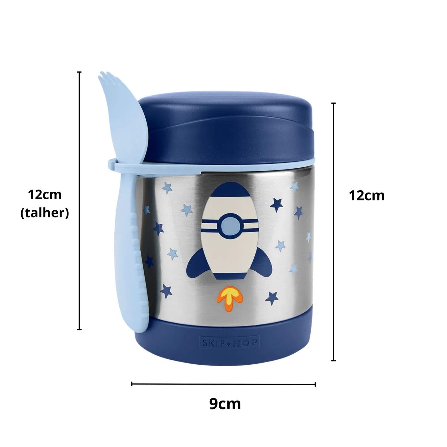 Skip Hop Insulated Baby Food Jar, Sparks Rocket, Stainless Steel, Holds 11oz