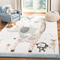 SAFAVIEH Carousel Kids Collection Accent Rug - 4' x 6', Ivory, Animal Design, Non-Shedding & Easy Care, Ideal for High Traffic Areas for Boys & Girls in Playroom, Nursery, Bedroom (CRK120A)