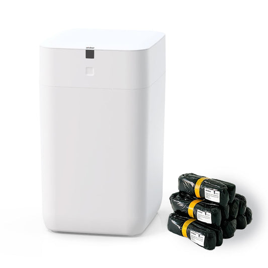 Automatic Trash Can, 4 Gallon Self Sealing and Self-Changing Smart Trash Can, Motion Sensor, Touchless Garbage can with lid for Kitchen Bathroom Office, 6 Refill Rings(A1, Golden line)