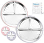 Stainless Steel Baby Plate with Suction, 9” Divided Toddler Plates with Removable Silicone Sleeves for Kids, Non-Toxic Non-Slip Unbreakable Dishwasher Safe Dinnerware Set of 2, Pink & Beige