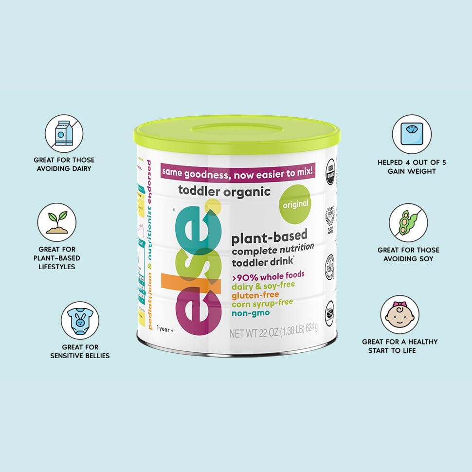 Else Nutrition Toddler Formula 12-36 mo., Plant Based Toddler Nutritional Drink - Soy & Dairy Free, Lactose Free - Complete Baby Formula (12-36 mo.), Protein Powder w/ 20+ Vitamins (22oz, 6-Pack)