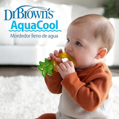 Dr. Brown's AquaCool Water-Filled Baby Teether, Cools & Massages Sore Gums, BPA Free, Pineapple and Apple, 2 Pack, 3m+