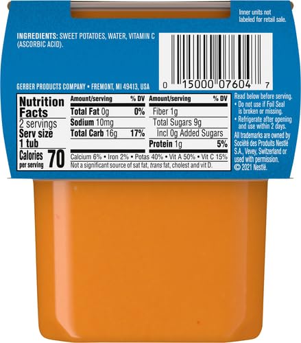 Gerber Baby Food Sweet Potato, 4 Oz, 2 Ct Tubs