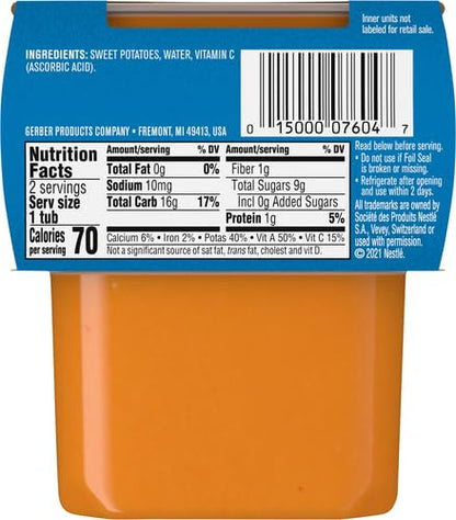 Gerber Baby Food Sweet Potato, 4 Oz, 2 Ct Tubs