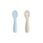 mushie Silicone First Feeding Baby Spoons | 2 Pack (Tradewinds/Shifting Sand)