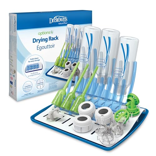 Dr. Brown's Folding Baby Bottle Drying Rack for Easy Storage, Dry Nipples, Pacifiers and Other Baby Essentials, BPA-free