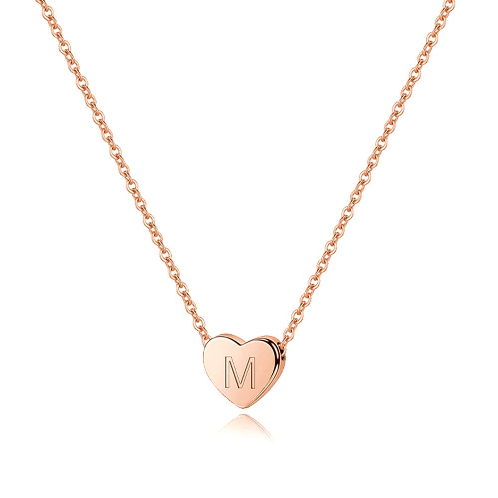 M MOOHAM Heart Initial Necklace Gifts for Girls Women, S925 Sterling Silver Tiny Letter Necklace Birthday Gift for Kids Teen Girl Jewelry