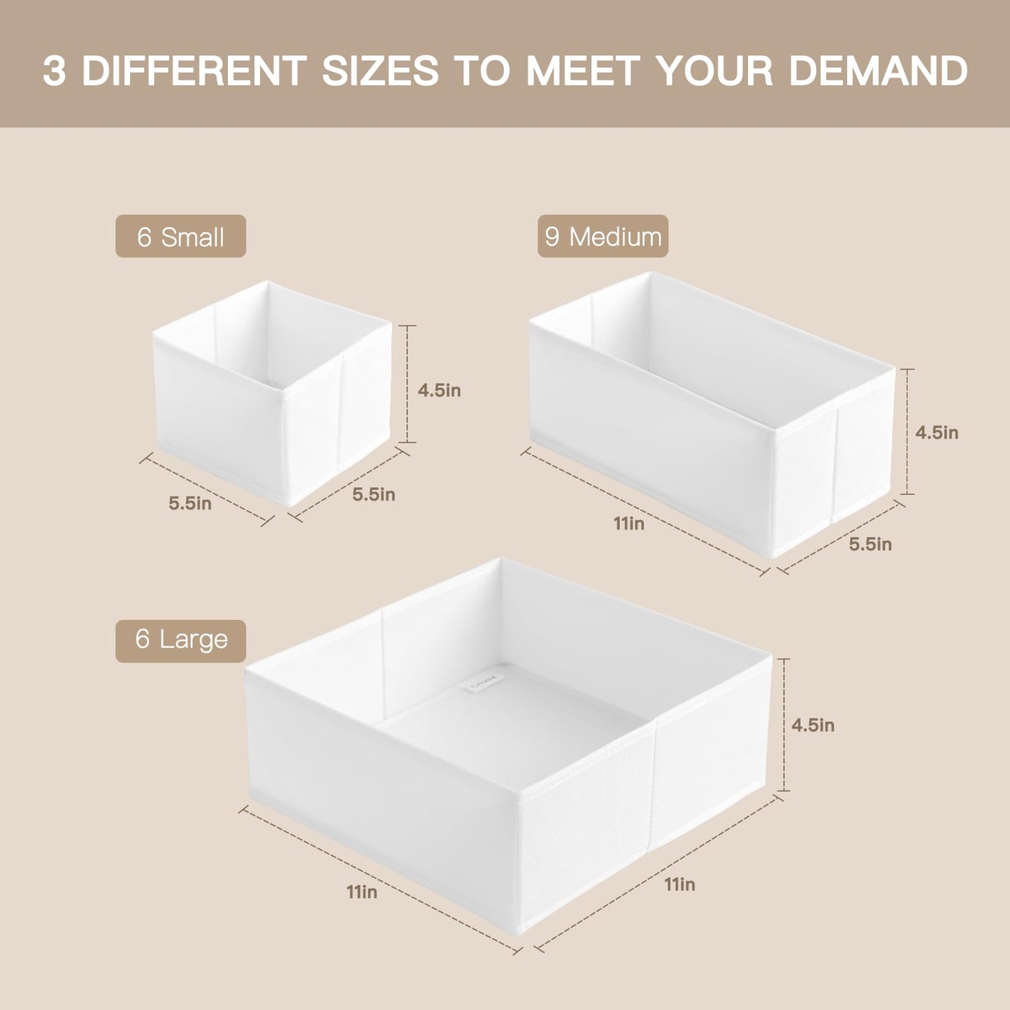 Criusia Drawer Organizer Clothes, 10 Pack Dresser Organizer for Baby Clothes, Underwear, Sock- Foldable Closet Organization and Storage Dividers Bins for Nursery, Bedroom (Beige)
