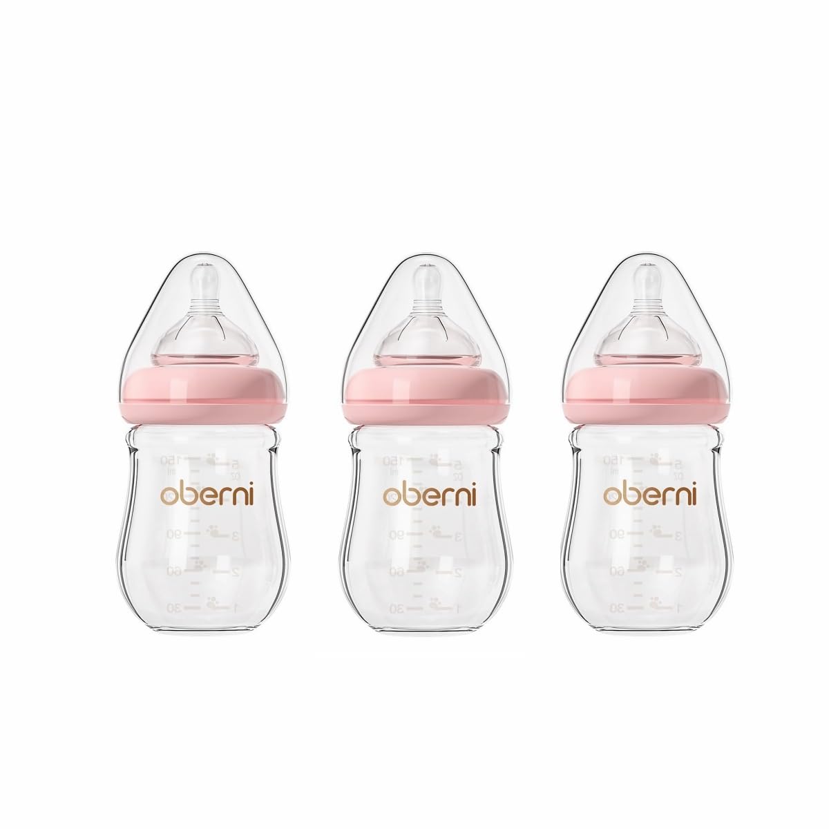 Glass Baby Bottles,Anti Colic Breastfeeding Bottle with Natural Response Nipple Size S,Wide Neck Slow Flow Baby Bottle for Baby,Newborn,Preemie 0-3 0-6 Month,BPA Free (Pink, 1 Pack, 5 Ounce)