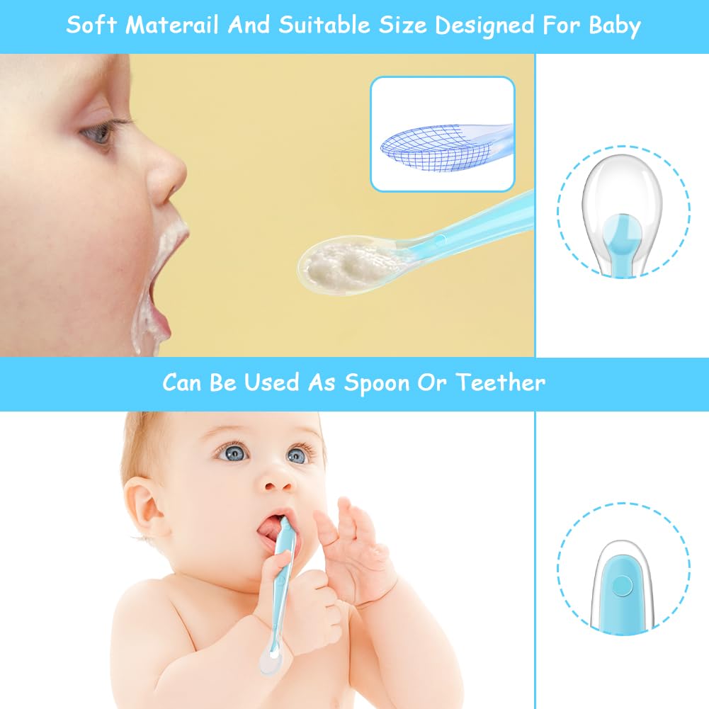 Vicloon Baby Silicone Spoons, 5 PCS Toddler Training Feeding Spoons, Soft Tip BPA Free Gum-Friendly, Dishwasher & Boil-Proof