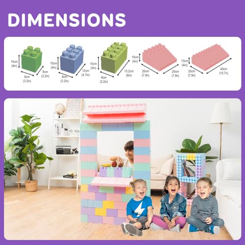 Giant Plastic Blocks Jumbo, Big Blocks, Jumbo Blocks, Big Building Blocks Jumbo, Giant Blocks, Huge Blocks, Jumbo Building Blocks, 86 Pieces Large Blocks for Kids Ages 1 to 8 86 pcs blocks with wheels