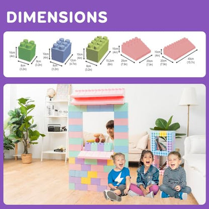 Giant Plastic Blocks Jumbo, Big Blocks, Jumbo Blocks, Big Building Blocks Jumbo, Giant Blocks, Huge Blocks, Jumbo Building Blocks, 86 Pieces Large Blocks for Kids Ages 1 to 8 86 pcs blocks with wheels
