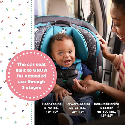 Disney Convertible Car Seat, Rear Facing 5-40 pounds, Forward Facing 30-65 pounds, Booster 40-100 lbs, Convert From Infant to Toddler, Simply Mickey