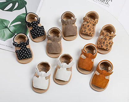 GAISUMMI Baby Girls Sandals Summer Bowknot Infant Crib Shoes Toddler Pu Leather Soft Rubber Sole First Walkers