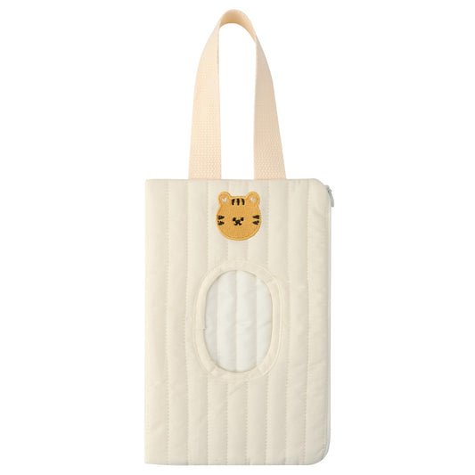 Beautyflier Refillable Wipes Dispenser for Travel, Portable Baby Wipe Case, Refillable Baby Wipes Container, Reusable Wet Wipe Pouch for Outdoor Outing, Camping, Hiking. (Beige, Tiger)