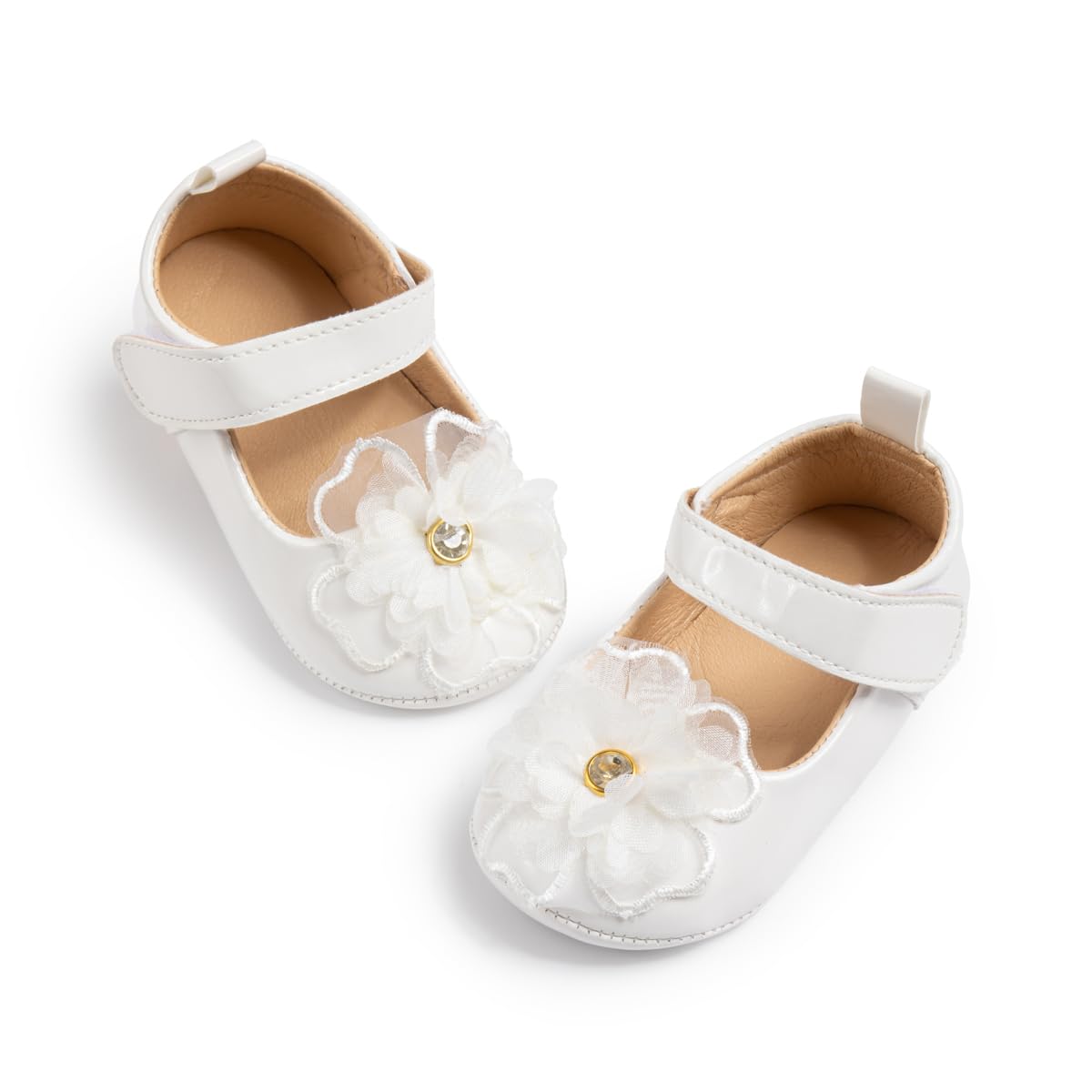 ohsofy Infant Baby Girls Mary Jane Flats Non-Slip Bowknot Princess Wedding Dress Shoes Toddler Crib Shoes
