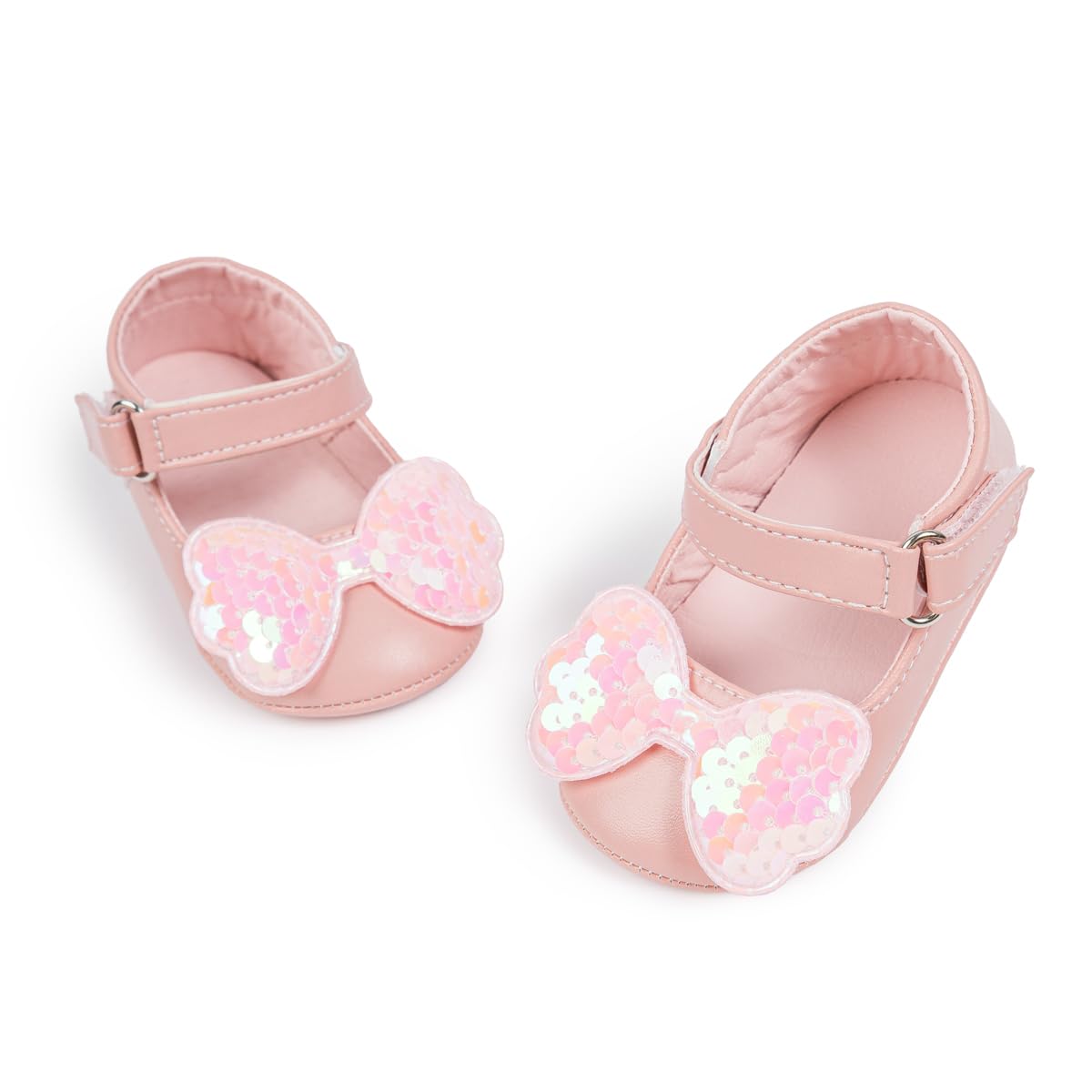 Meckior Infant Baby Girls Boys Handmade Princess Flats Toddler First Walkers Soft PU Leather Non-Slip Crib Wedding Dress Shoes