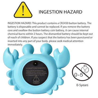 Baby Bath Thermometer with LED Display, Floating Crab Toy – 2-in-1 Water Safety Sensor for Infants, Color-Coded Alerts (Hot/Cold), Bath Tub Temperature Monitor, Cute Floating Bath Toy, Nursery