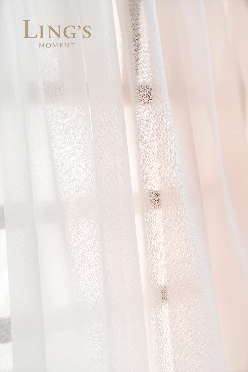 Ling's Moment Sheer Chiffon Table Cloth & Runner Set for 3x4ft Rectangle Table Decor in Dusty Rose & Blush for Wedding Reception and Parties