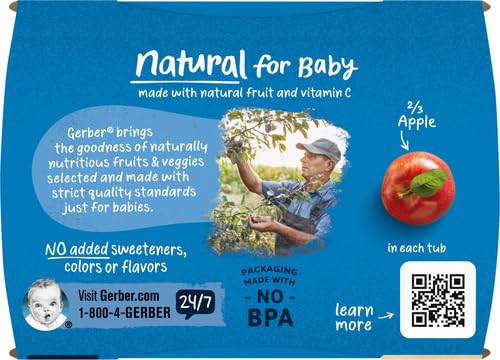 Gerber Baby Food Apple, 4 Oz, 2 Ct Tubs