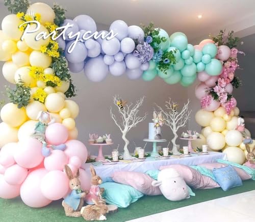Pink Blue Green Balloon Garland Double Stuffed Dusty Light Green Baby Blue Blush Mauve Latex Pastel Balloon Arch Kit for Boho Baby Shower Gender Reveal Bear Birthday Floral Party Decoration