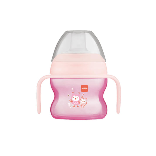 MAM Starter Cup (1 Count), MAM Sippy Cup, Drinking Cup with Extra-Soft Spill-Free Spout and Non-Slip Handles, for Girls 4+ Months, Five Ounces, Pink