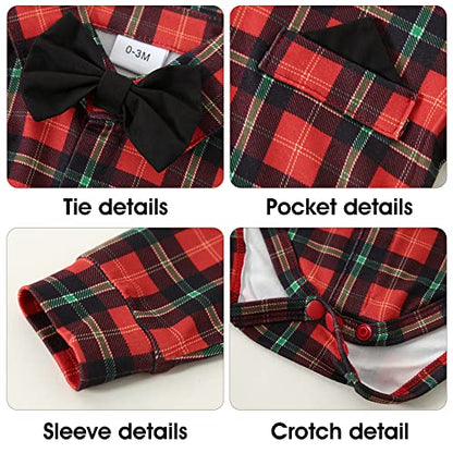 YUEMION Baby Boy Clothes Wedding Outfit Suits, 0-18 Months Infant Boy Gentleman Set, Dress Shirt+Vest+Suspender Pants+Bowtie
