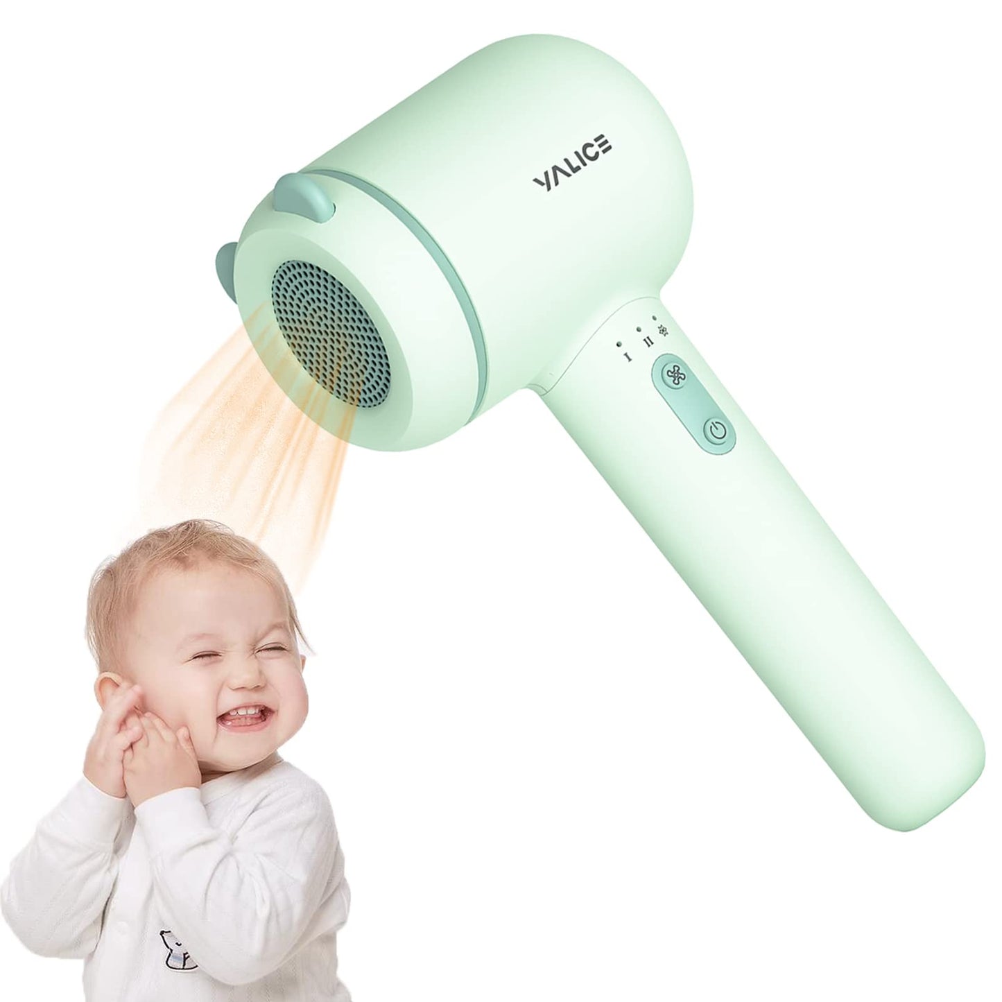 Cordless Baby Hair Dryer for Infant, Low Heat Gentle Air Rechargeable Small Hair Blow Dryer for Baby Butt Skin with 3 Speed Settings, 0-3 Years Using (Khaki)