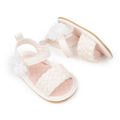 Meckior Baby Toddler Infant Girls PU Leather Soft Open Toe Summer Sandals Flower Princess Flat Shoes