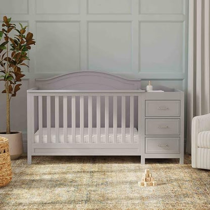 DaVinci Charlie 4-in-1 Convertible Mini Crib and Changer Combo in White, Greenguard Gold Certified