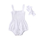 Newborn Baby Girl Bodysuit Sleeveless Halter Frill Romper One-piece Jumpsuit with Headband Summer Clothes Set