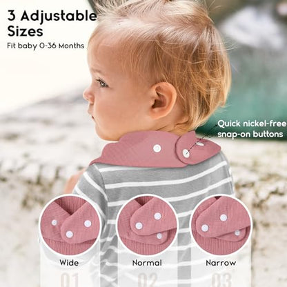 Yoofoss Muslin Baby Bibs 10 Pack Bandana Bibs 100% Cotton 6-Layer Soft Absorbent Drool Bibs for Boys and Girls, Pink Flower