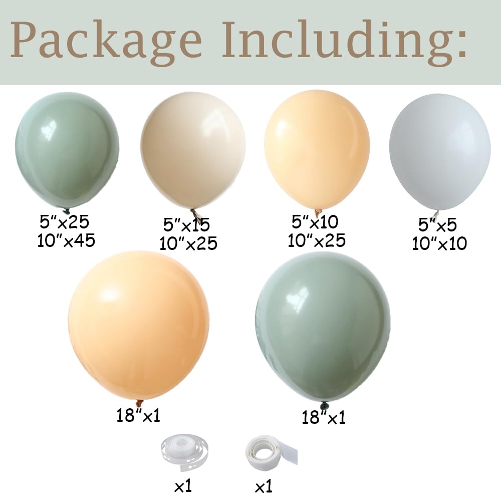 Baby in Bloom - Kit de arco de globos de 139 piezas, guirnalda de globos color verde salvia pastel y rosa para decoración de fiesta de cumpleaños de baby shower