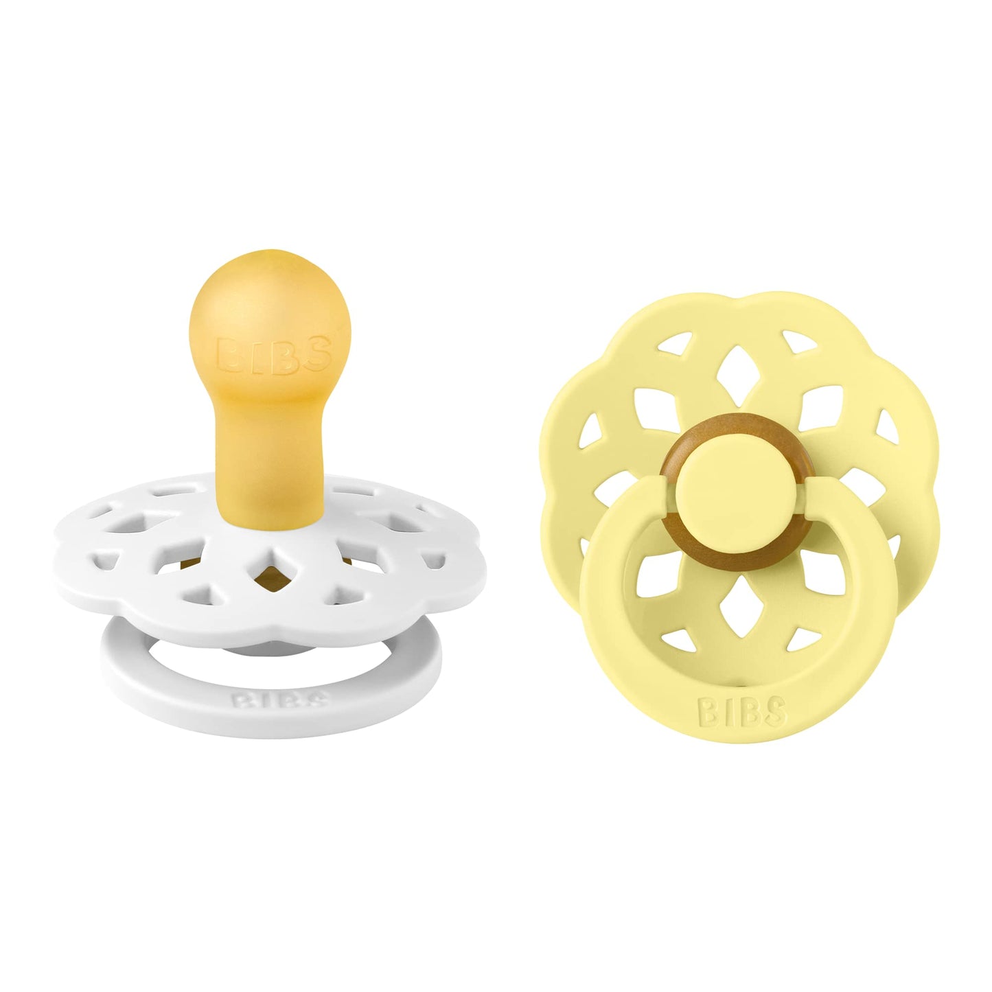 BIBS Pacifiers - Boheme Collection | BPA-Free Baby Pacifier | Made in Denmark | Set of 2 Ivory/Blossom Color Premium Soothers | Size 0-6 Months