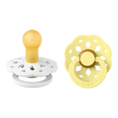 BIBS Pacifiers - Boheme Collection | BPA-Free Baby Pacifier | Made in Denmark | Set of 2 Ivory/Blossom Color Premium Soothers | Size 0-6 Months
